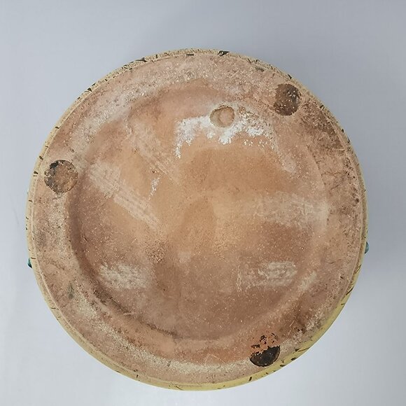 Handmade Clay‎ Pottery Drip Glaze Bowl Turquoise & Speckled Tan Pottery - Picture 7 of 11